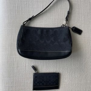 Coach signature handbag with mini card case